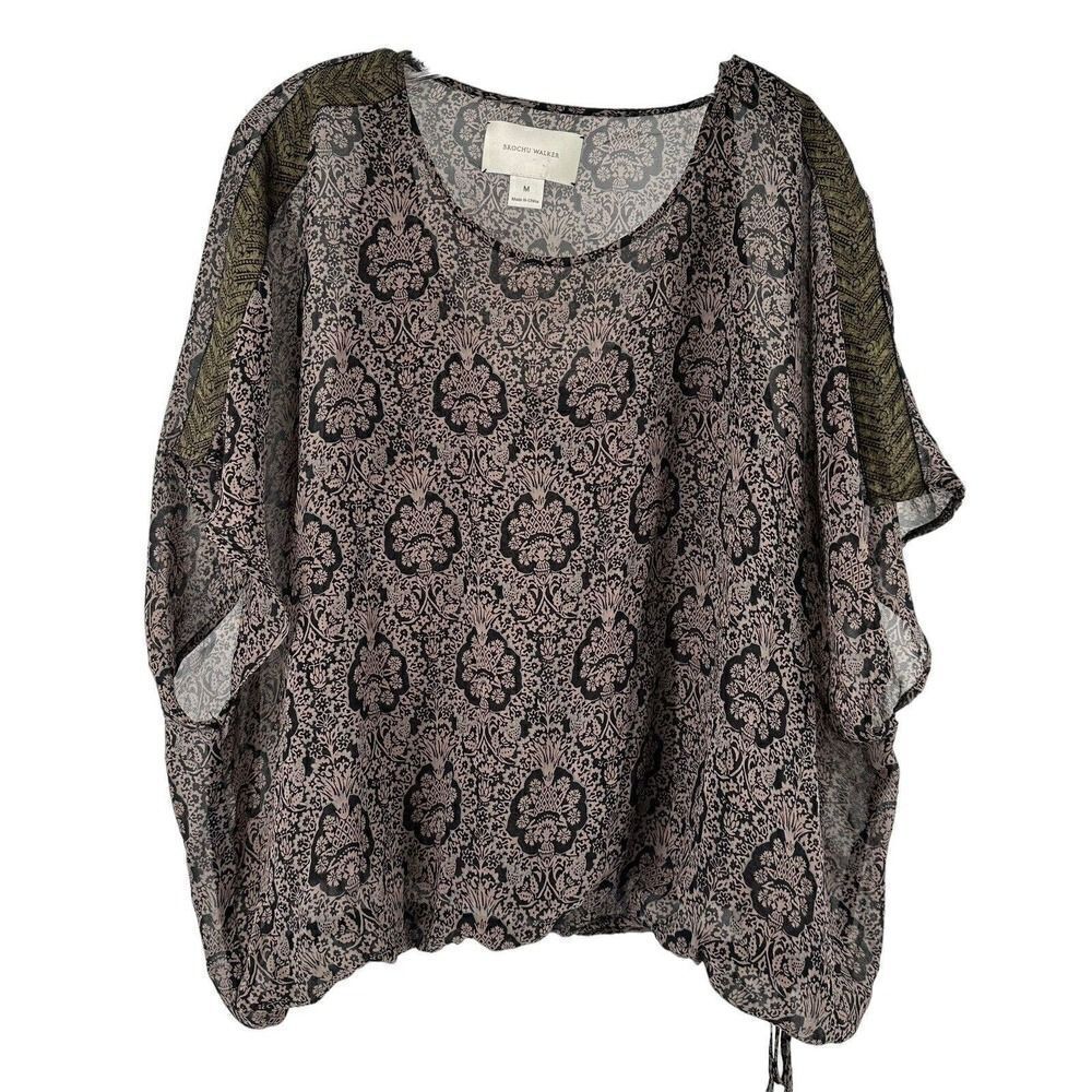Brochu Walker Silk Blouse Size M Bohemian Relaxed Fit Dolman Sleeve Layered Top